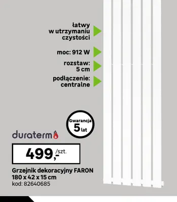 Grzejnik dekoracyjny Duraterm Faron promocja w Leroy Merlin