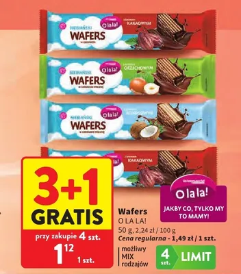 Wafers O La La! z kremem kakaowym promocja w Intermarche