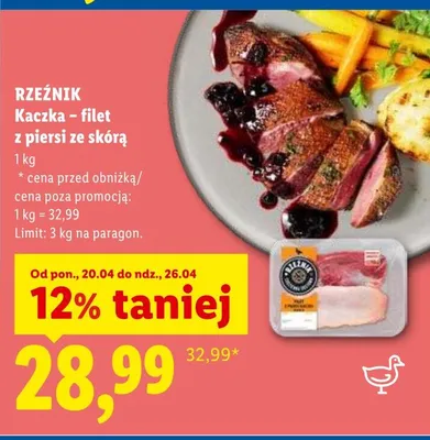 Kaczka filet z piersi ze skórą promocja w Lidl