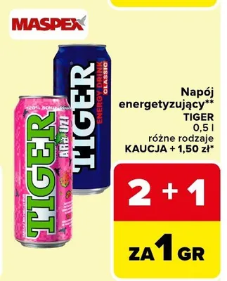 Napój energetyzujący Tiger różne rodzaje promocja w Carrefour Market