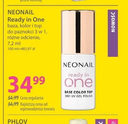 Baza kolor i top do paznokci 3 w 1 Neonail Ready in One promocja w Hebe
