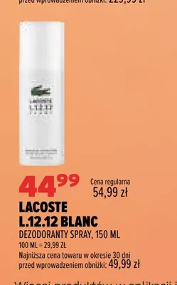Dezodorant spray Lacoste L.12,12 Blanc promocja w Drogerie Natura