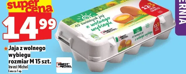 Jaja z wolnego wybiegu rozmiar M promocja w TOPAZ