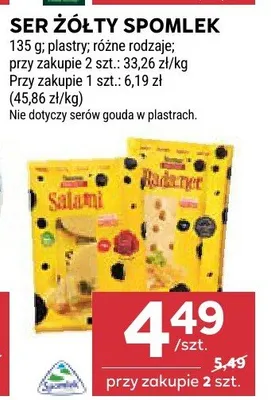 Ser Żółty Spomlek w plastrach promocja w Stokrotka