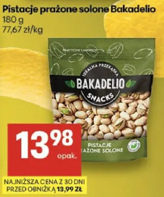Pistacje prażone solone Bakadelio promocja w Delikatesy Centrum