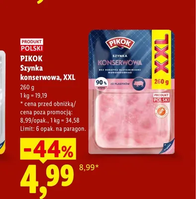 Szynka konserwowa Pikok XXL promocja w Lidl