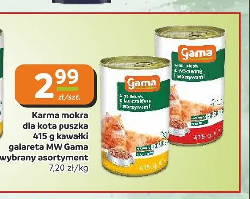 Karma mokra dla kota Gama z wołowiną i warzywami promocja w Gama