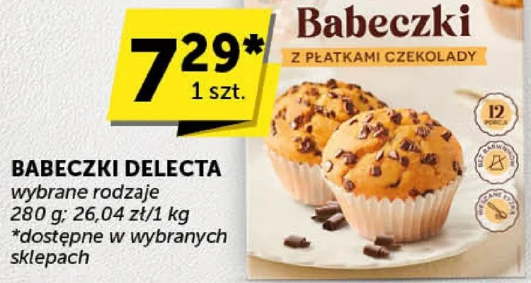 Babeczki Delecta z płatkami czekolady promocja w ABC