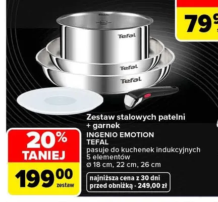 Zestaw stalowych patelni + garnek Ingenio Emotion Tefal promocja w Carrefour