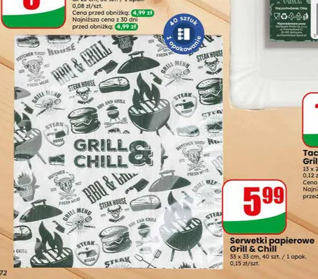 Serwetki papierowe Grill & Chill 33x33cm promocja w Dino