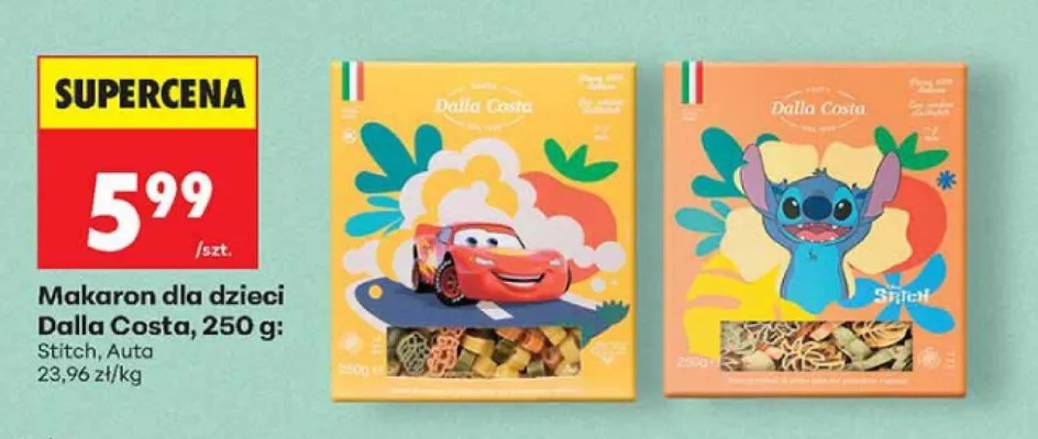 Makaron dla dzieci Dalla Costa Stitch promocja w Biedronka