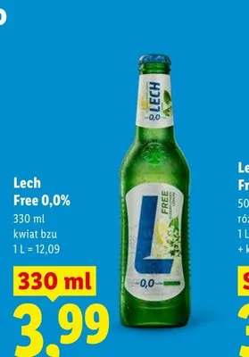 Piwo bezalkoholowe Lech Free 0,0% kwiat bzu promocja w Lidl