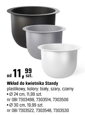 Wkład do kwietnika Standy plastikowy szary Ø30cm promocja w OBI