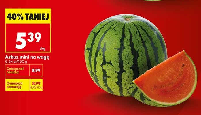 Arbuz mini na wagę promocja w Biedronka