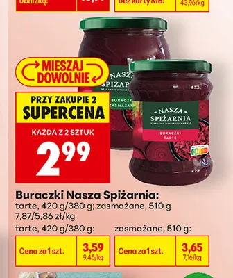 Buraczki tarte Nasza Spiżarnia promocja w Biedronka