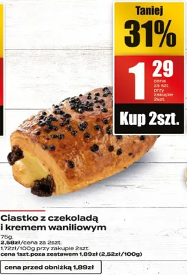 Ciastko z czekoladą i kremem waniliowym promocja w Supeco
