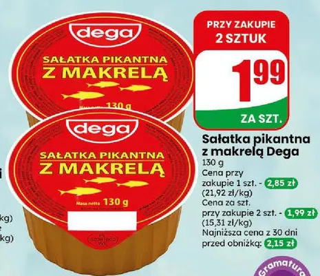 Sałatka pikantna z makrelą Dega promocja w Dino