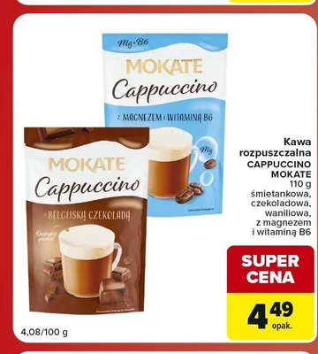 Kawa rozpuszczalna Cappuccino Mokate waniliowa promocja w Carrefour Market