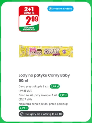 Lody na patyku Corny Baby promocja w Dino
