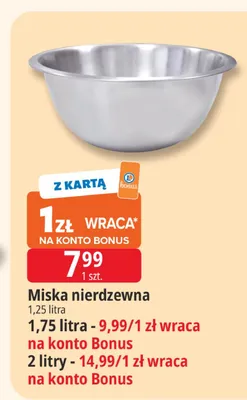 Miska nierdzewna 1,25 l promocja w Leclerc