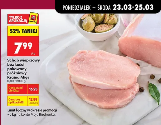 Schab wieprzowy bez kości pakowany próżniowo promocja w Biedronka