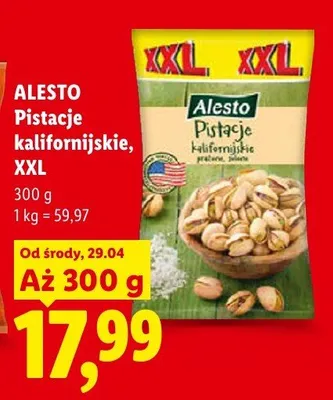 Pistacje kalifornijskie XXL Alesto promocja w Lidl
