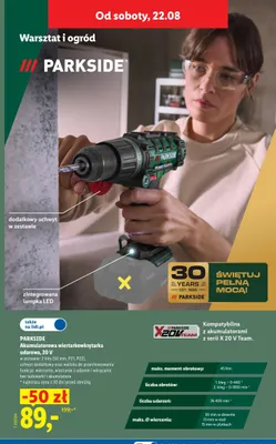 Akumulatorowa wiertarkowkrętarka udarowa Parkside promocja w Lidl