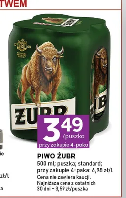 Piwo Żubr 4-pak promocja w Stokrotka