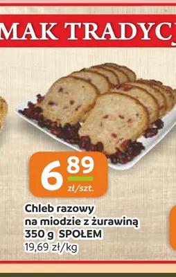 Chleb razowy na miodzie z żurawiną Społem promocja w Społem Częstochowa