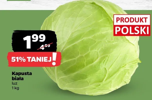 Kapusta biała luz promocja w Netto