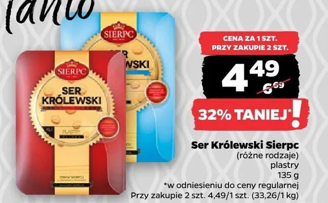 Ser Królewski Sierpc (różne rodzaje) plastry promocja w Netto