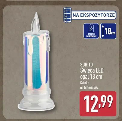 Świeca LED opal 18 cm Subito promocja w Aldi