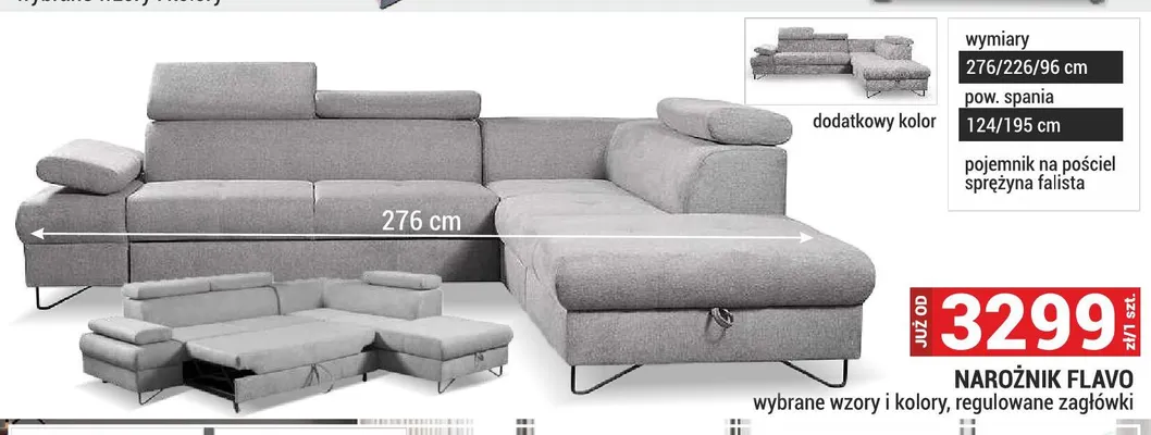 Narożnik Flavo 276/226/96cm promocja w Merkury Market