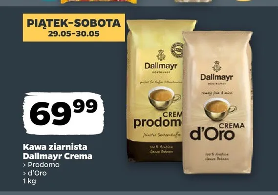 Kawa ziarnista Dallmayr Crema Prodomo promocja w Netto