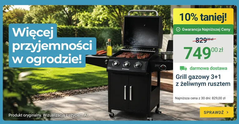 Grill gazowy 3+1 z żeliwnym rusztem Krowermet promocja w ERLI