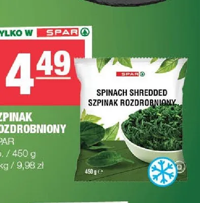 Szpinak rozdrobniony SPAR promocja w SPAR