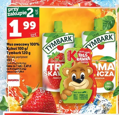 Mus owocowy 100% Tymbark mango marakuja promocja w TOPAZ