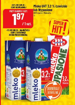 Mleko UHT 3,2% łowickie lub wypasione promocja w POLOmarket