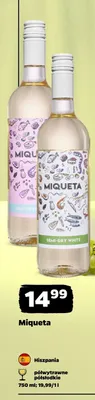 Wino białe półwytrawne Miqueta promocja w Netto