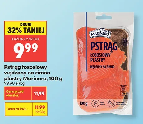 Pstrąg łososiowy wędzony na zimno plastry Marinero promocja w Biedronka
