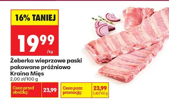 Żeberka wieprzowe paski pakowane próżniowo promocja w Biedronka