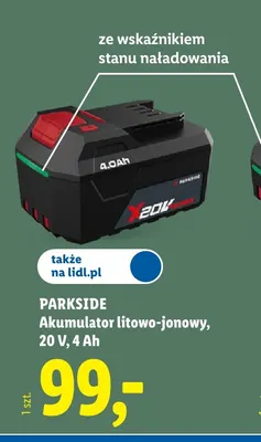 Akumulator litowo-jonowy Parkside 20V 4Ah promocja w Lidl