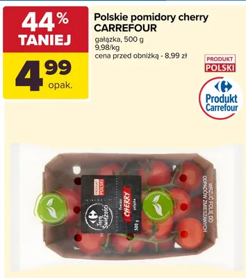 Pomidory cherry gałązka Carrefour polskie promocja w Carrefour