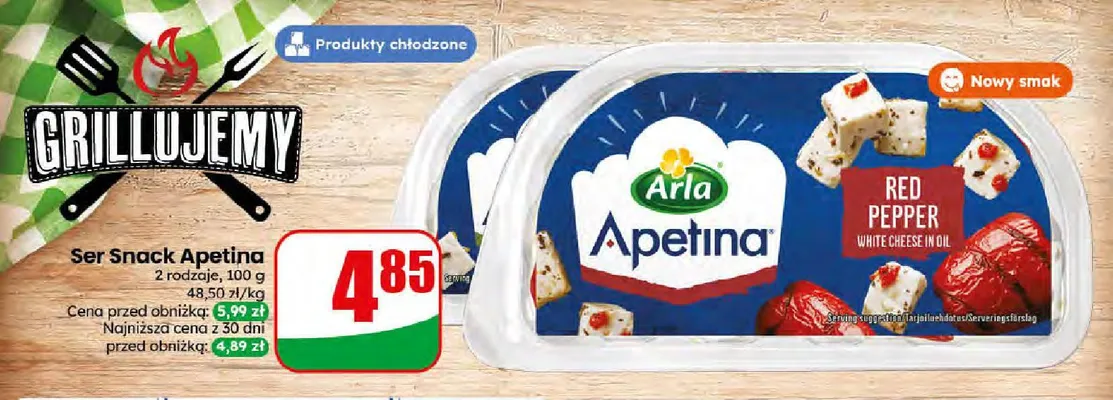 Ser Snack Arla Apetina z czerwoną papryką promocja w Dino