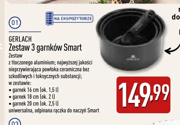 Zestaw 3 garnków Smart Gerlach promocja w Aldi