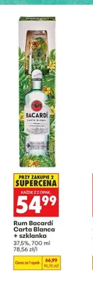 Zestaw rum Bacardi Carta Blanca + szklanka promocja w Biedronka