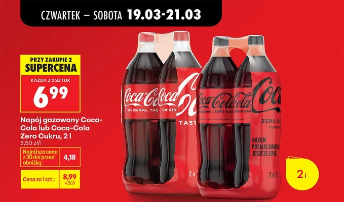 Napój gazowany Coca-Cola Original Taste 2 l promocja w Biedronka