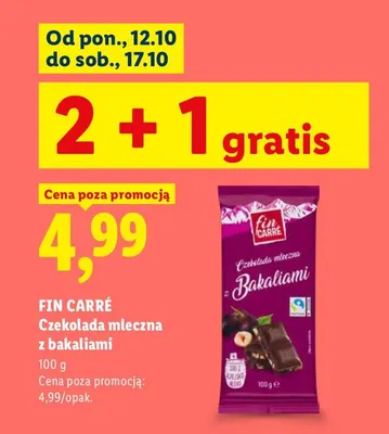 Czekolada mleczna z bakaliami Fin Carré promocja w Lidl