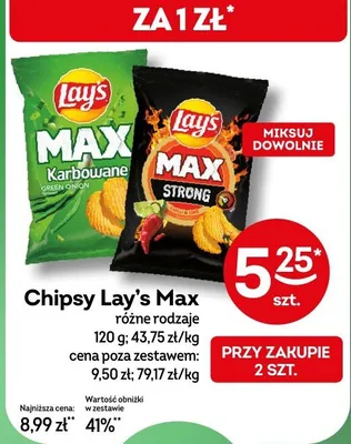 Chipsy Lay's Max różne rodzaje promocja w Żabka