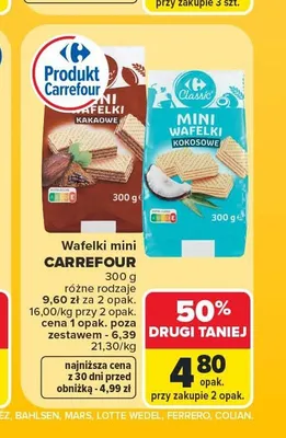 Wafelki mini Carrefour Kakaowe promocja w Carrefour